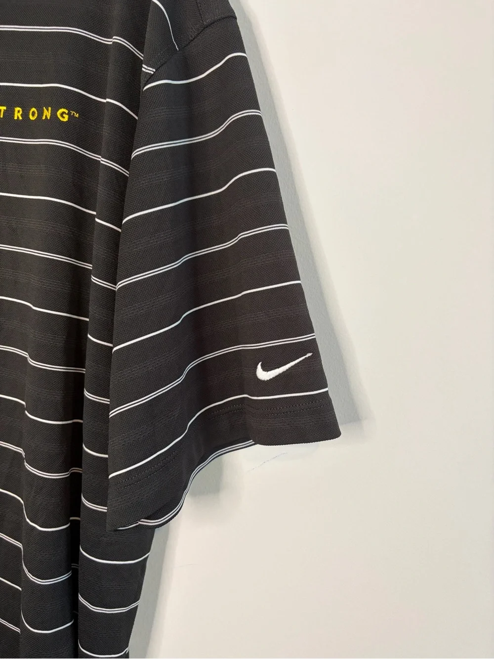Nike Black Striped Livestrong Golf Polo with Yellow Logo